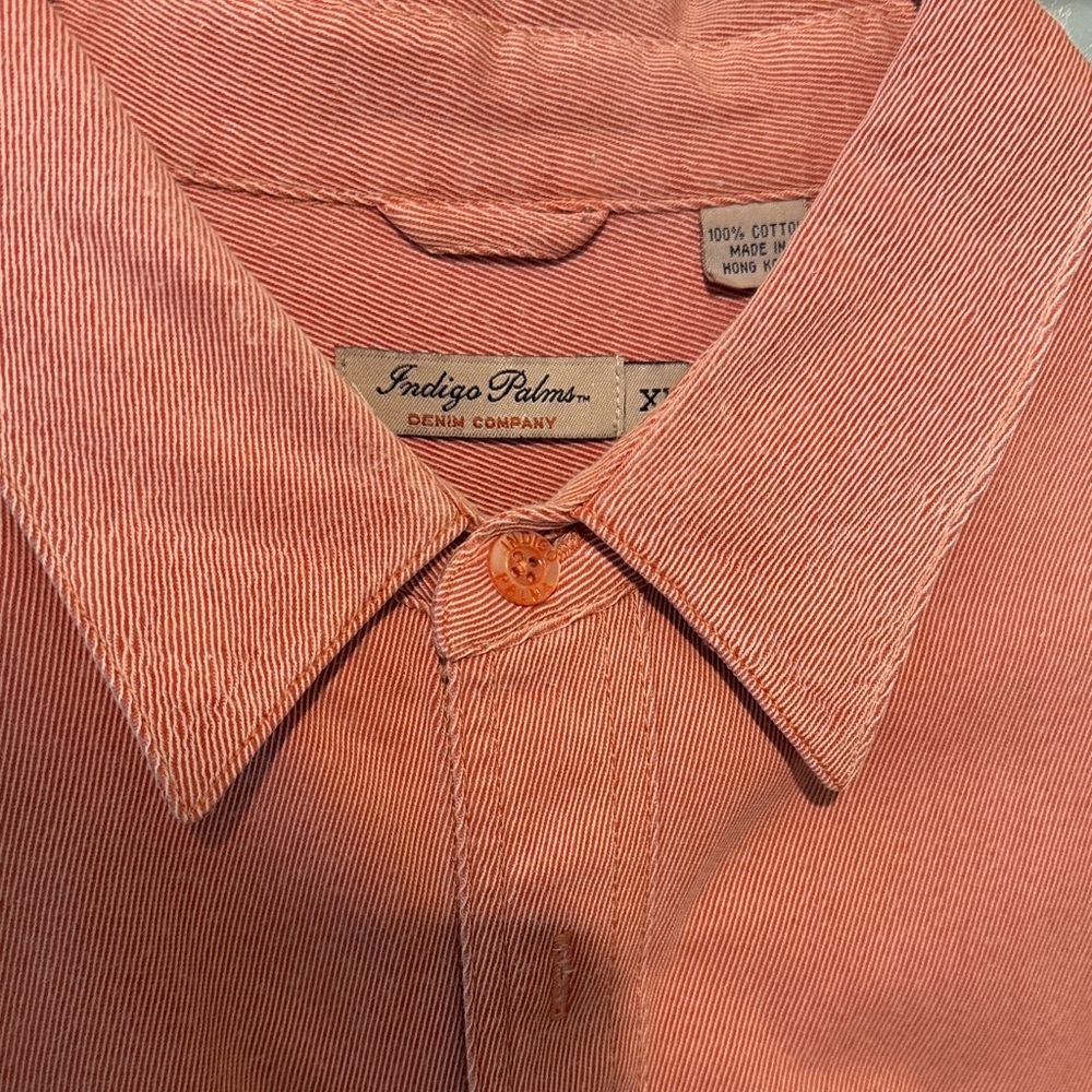 Men's Orange button down shirt. Tommy Bahama Indigo Palms